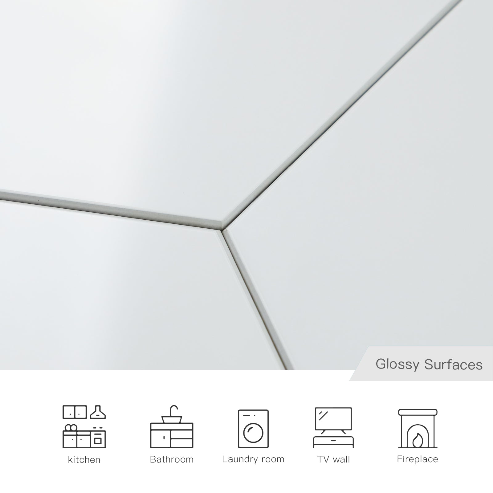 White Hexagon Peel and Stick Wall Tile
