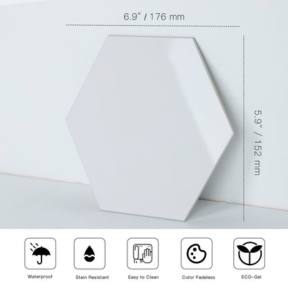 White Hexagon Peel and Stick Wall Tile