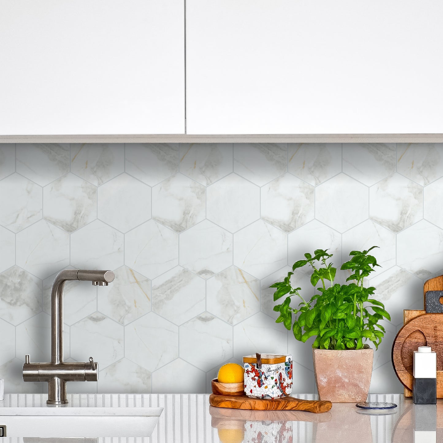 3D Gray Marble Peel and Stick Wall Tile