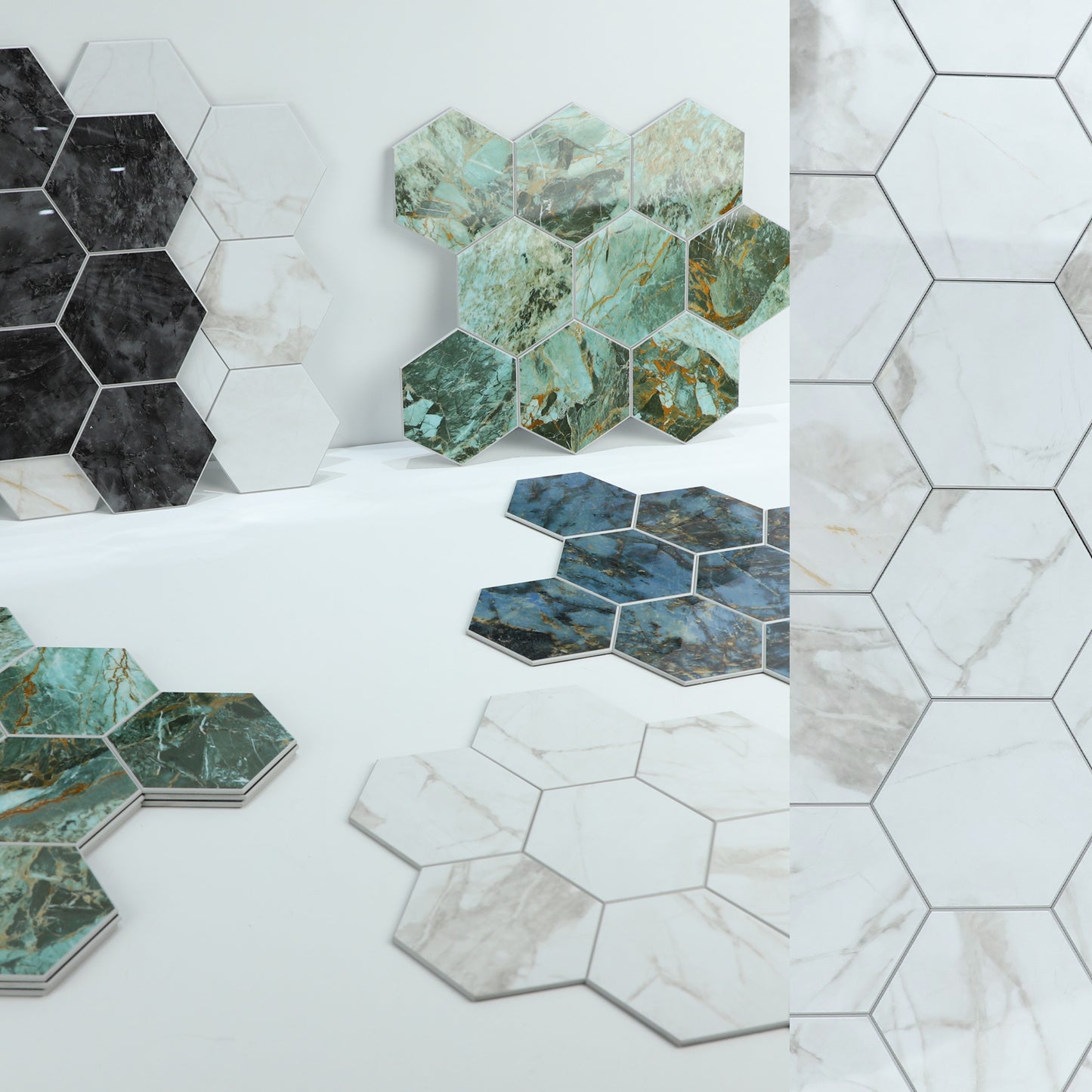 3D Gray Marble Peel and Stick Wall Tile