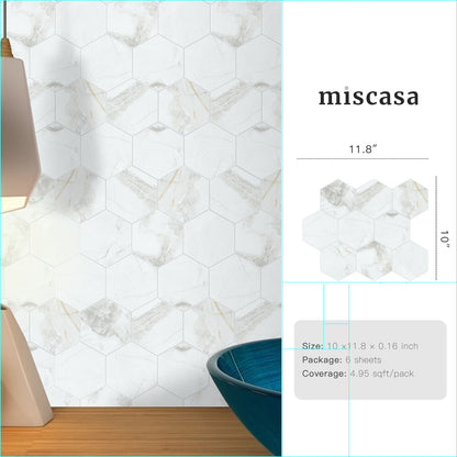 3D Gray Marble Peel and Stick Wall Tile