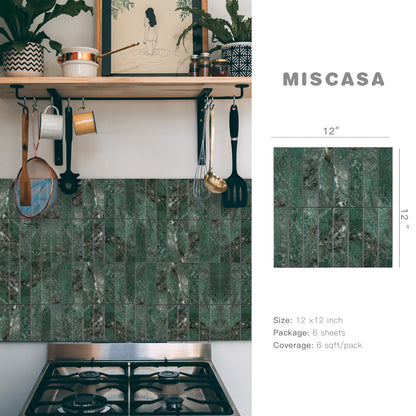 Green Marble Peel and Stick Backsplash Wall Tile