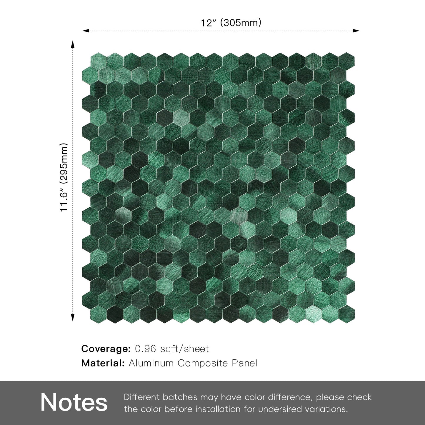 Peel and Stick Green Hexagon Metal  Wall Tile – DIY Kitchen Backsplash Wall Panels