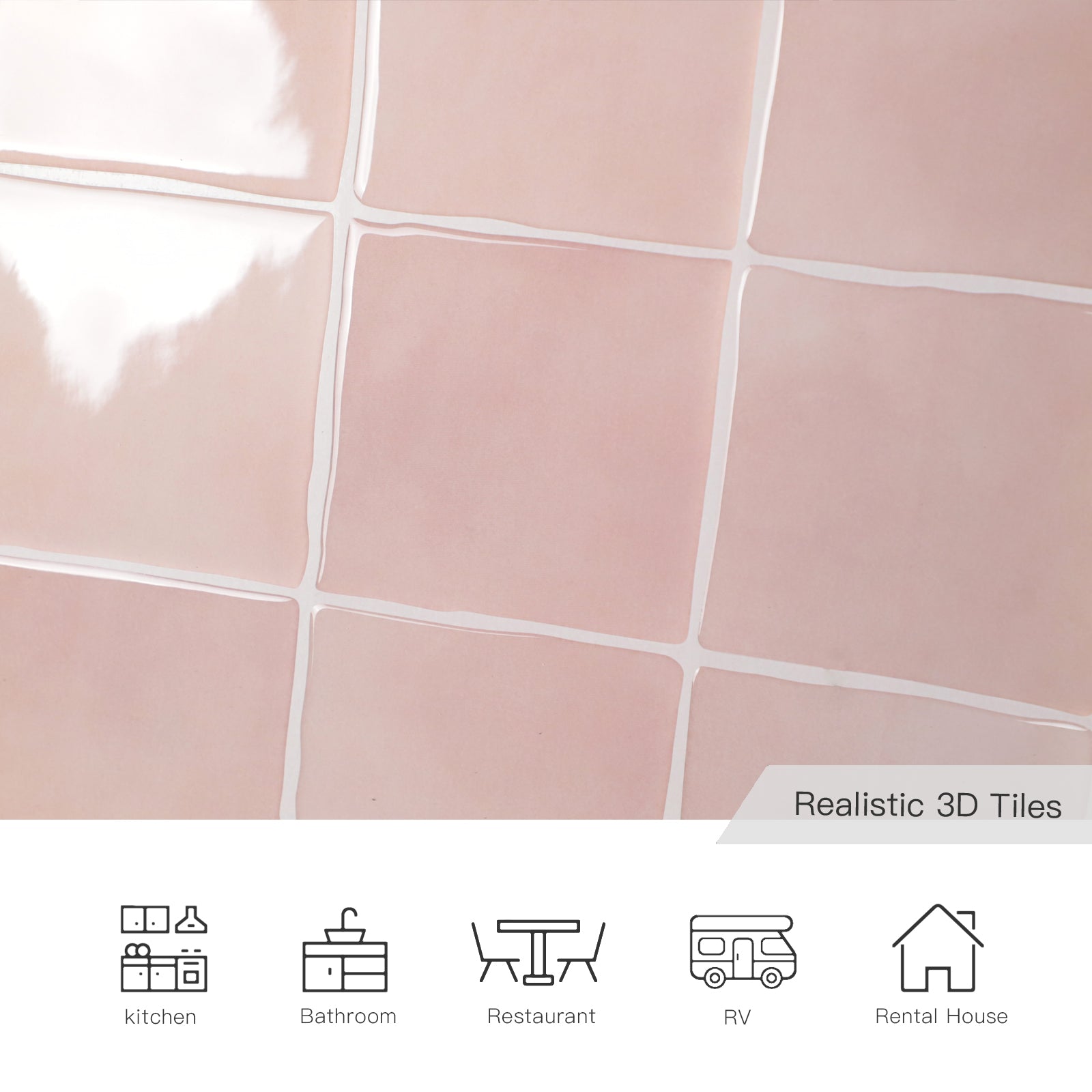 3D Pink Faux Spanish Handmade Peel and Stick Backsplash Wall Tile