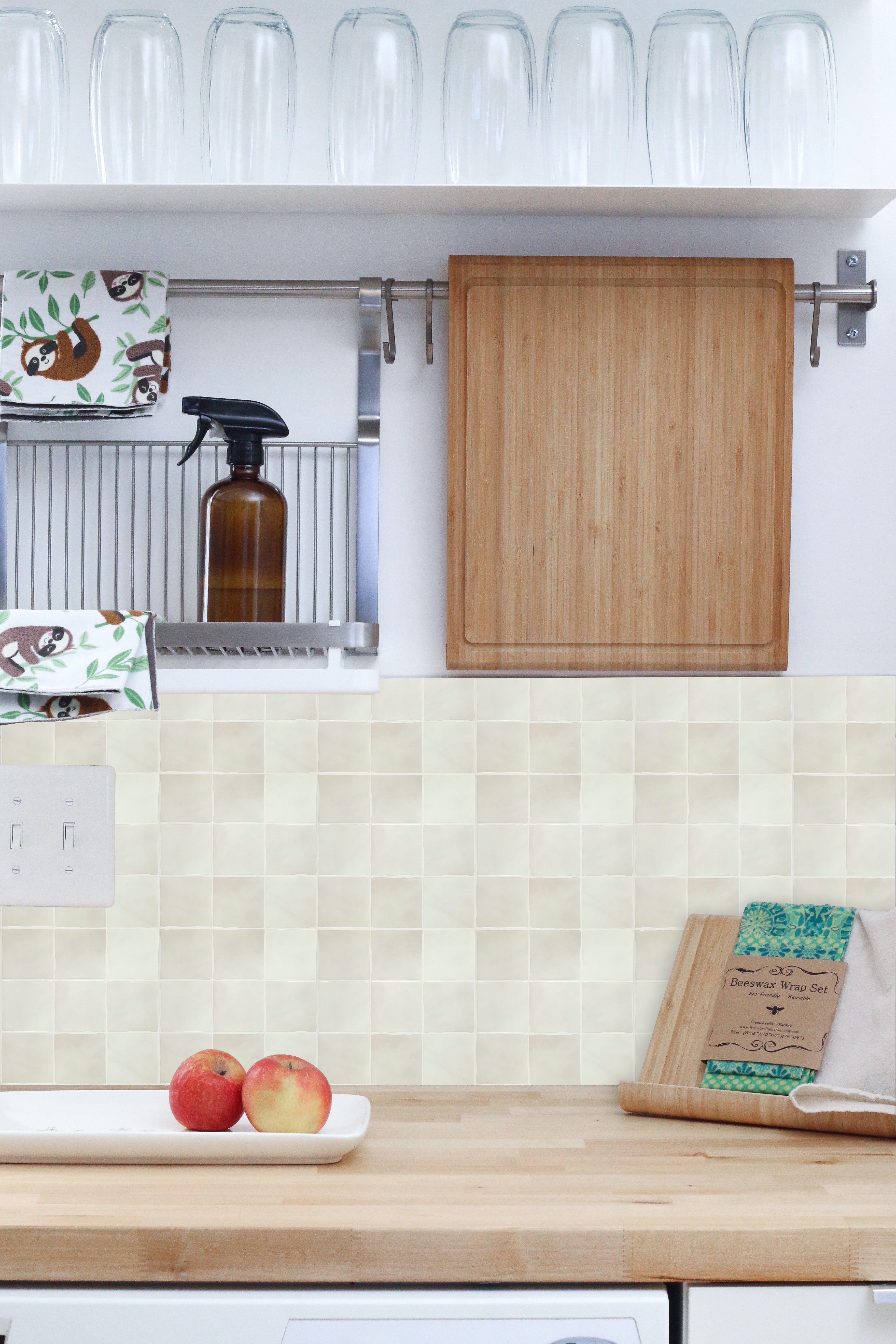 3D Beige Faux Spanish Handmade Peel and Stick Backsplash Wall Tile