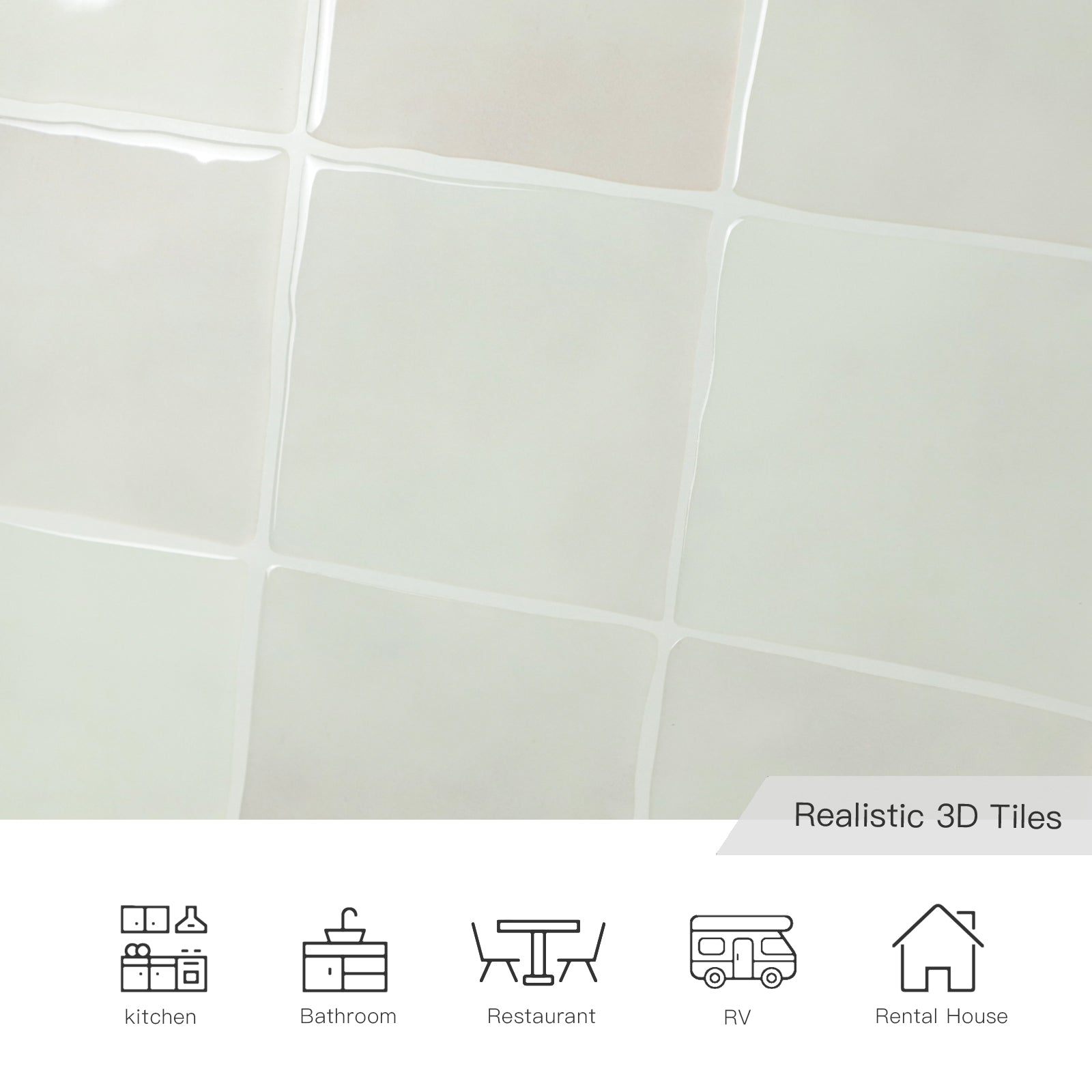3D Beige Faux Spanish Handmade Peel and Stick Backsplash Wall Tile