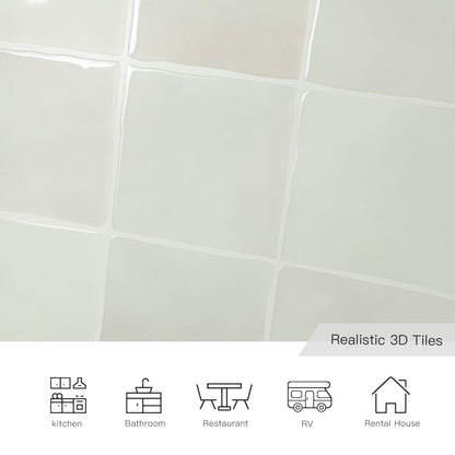 3D Beige Faux Spanish Handmade Peel and Stick Backsplash Wall Tile