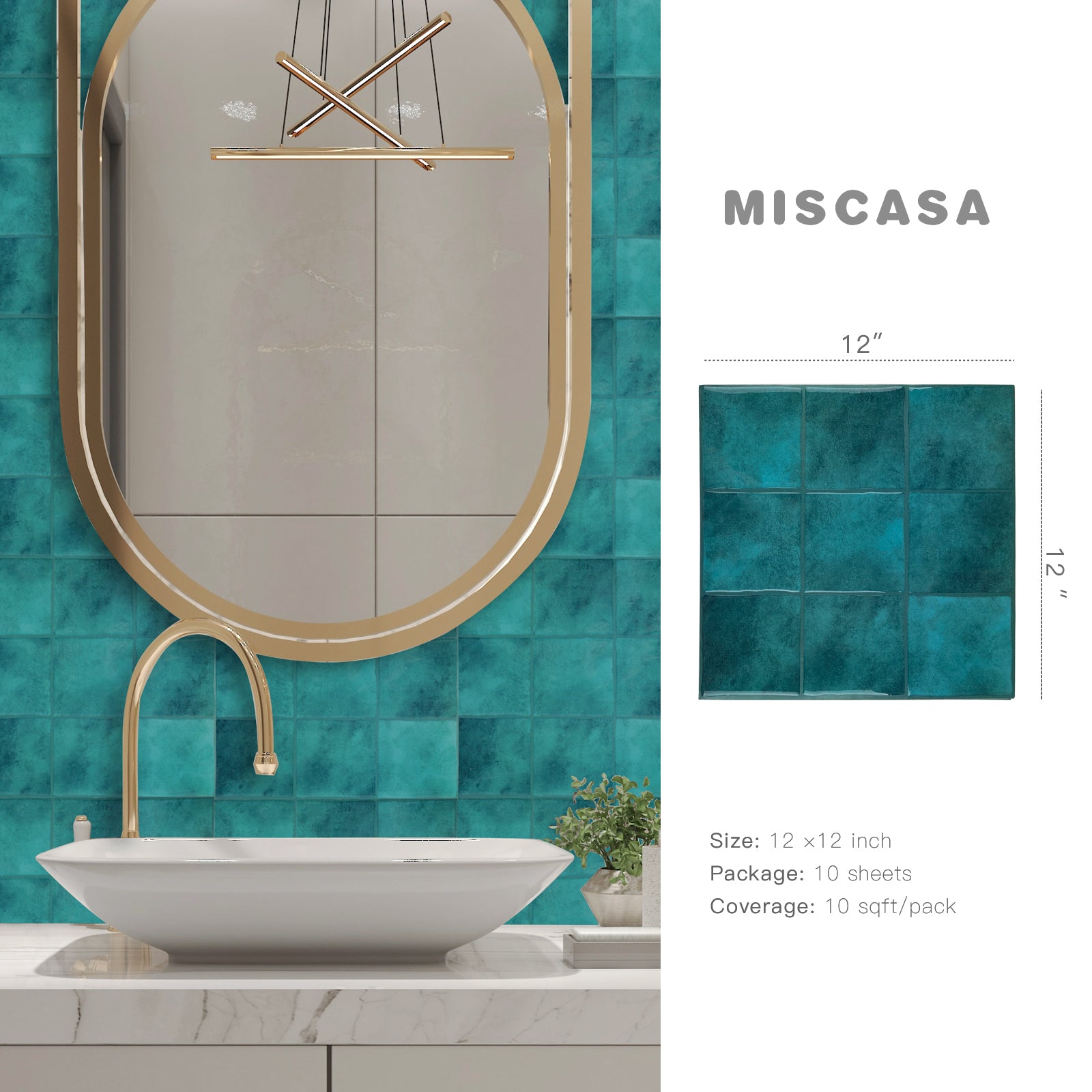 3D Blue Faux Spanish Handmade Peel and Stick Backsplash Wall Tile