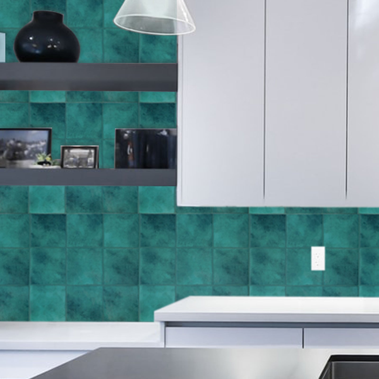 3D Blue Faux Spanish Handmade Peel and Stick Backsplash Wall Tile