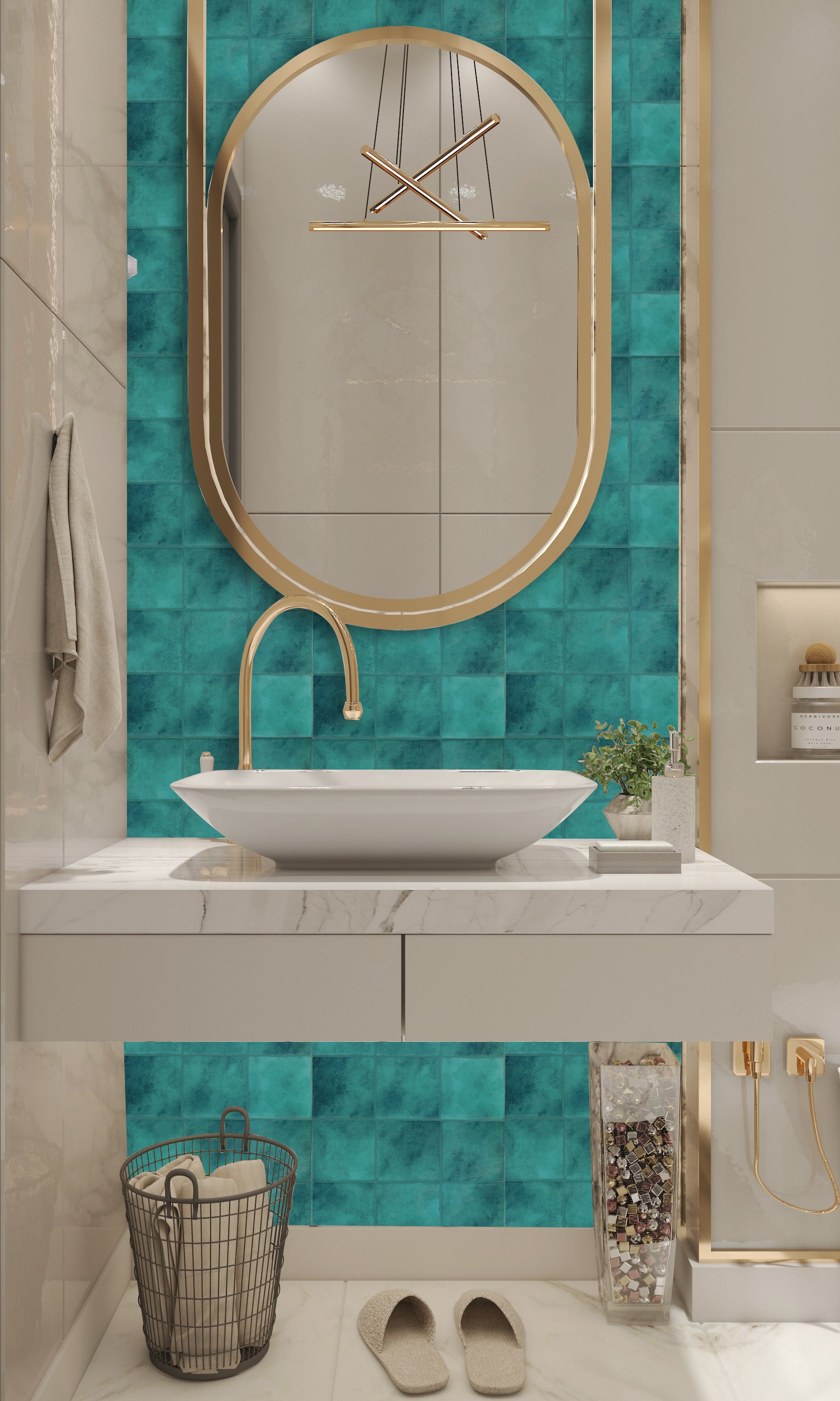 3D Blue Faux Spanish Handmade Peel and Stick Backsplash Wall Tile