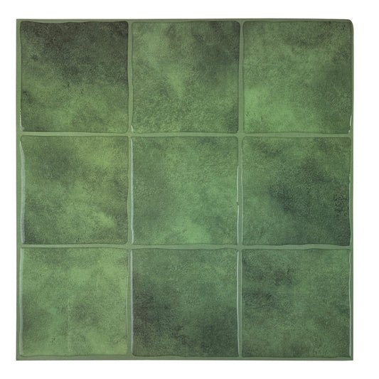 3D Green Faux Spanish Handmade Peel and Stick Backsplash Wall Tile